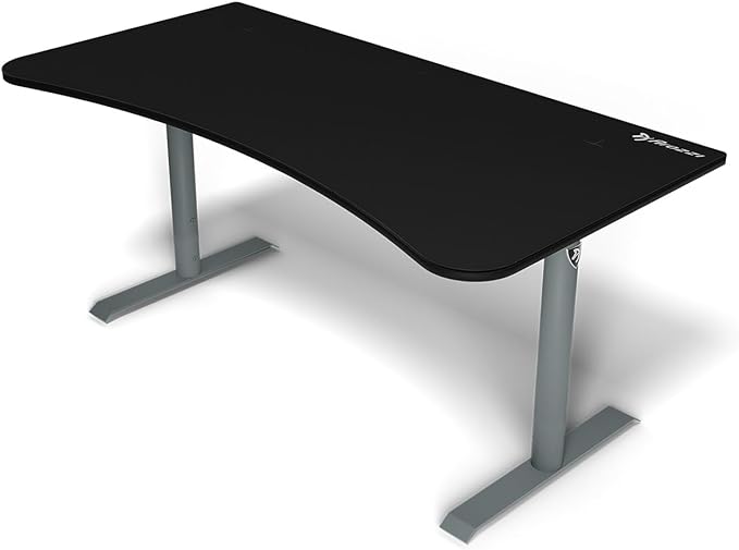 Arozzi Arena Ultrawide Curved Gaming and Office Desk with Full Surface Water Resistant Desk Mat with 3 Custom Monitor Mount Cut Outs and Under The Desk Cable Management Netting - Frozen Grey - LeafyLoom