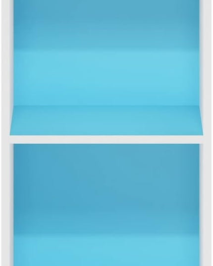 Furinno Luder Bookcase / Book / Storage, 4-Tier Cube, Light Blue/White - LeafyLoom