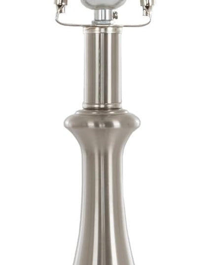 Brushed Steel Table Lamps - Set of 2 Traditional Accent Lights with LED Bulbs - Home Décor for Bedroom, Living Room, Office, or Entry by Lavish Home - LeafyLoom
