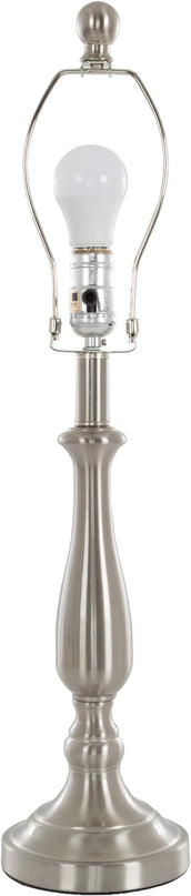 Brushed Steel Table Lamps - Set of 2 Traditional Accent Lights with LED Bulbs - Home Décor for Bedroom, Living Room, Office, or Entry by Lavish Home - LeafyLoom
