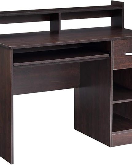 ROCKPOINT Axess Computer Keyboard Tray and Drawer Small Home Office Bedroom, Homework and School Studying Writing Desk for Student with Storage,Chocolate - LeafyLoom