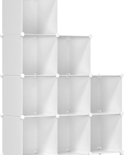 FUNLAX Cube Storage Shelf, 9 Storage Cubes Closet Organizers and Storage Portable Cube Storage Organizer Plastic Bookshelf Bookcase for Study Room, Bedroom, Office, White - LeafyLoom