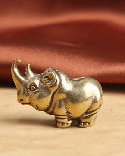 Vintage Solid Brass Rhino Figurine - Exquisite Desk Decor for Collectors - Perfect Home or Office Accent(Rhino) - LeafyLoom