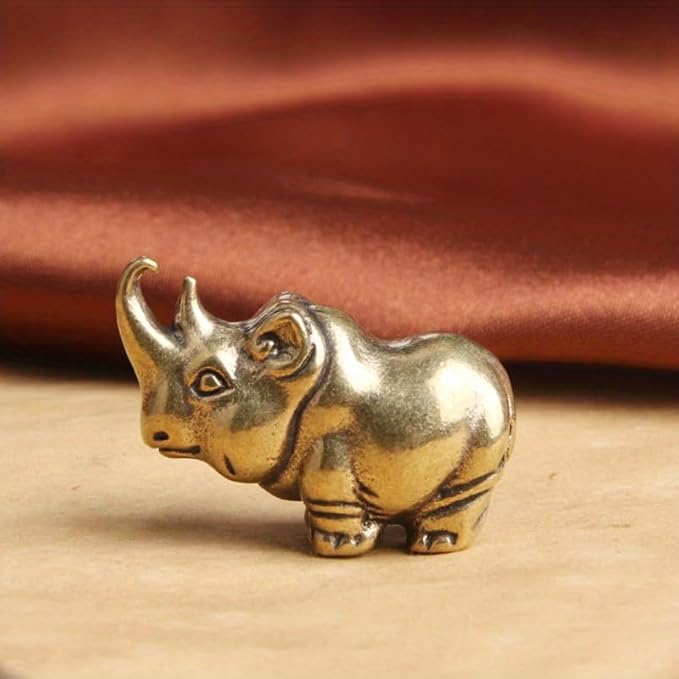 Vintage Solid Brass Rhino Figurine - Exquisite Desk Decor for Collectors - Perfect Home or Office Accent(Rhino) - LeafyLoom