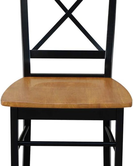 International Concepts X- Back Chair with Solid Wood Seat, Black/Cherry - LeafyLoom