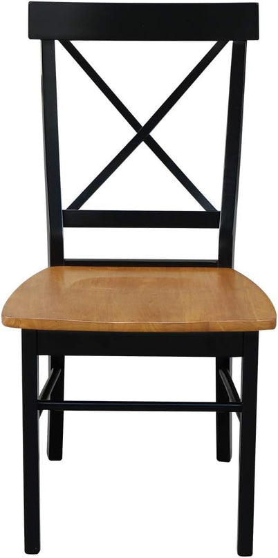 International Concepts X- Back Chair with Solid Wood Seat, Black/Cherry - LeafyLoom