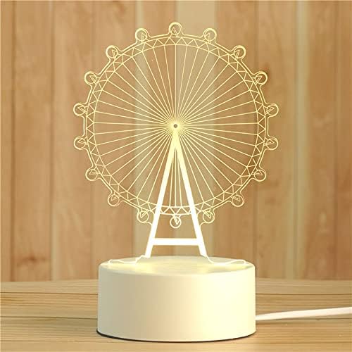 Ferris Wheel 3D Optical Illusion Night Light, Sky Wheel Themed Led Bedside Decor Romantic Present Birthday Gift for Kids Girls Teen Girls Couples - LeafyLoom