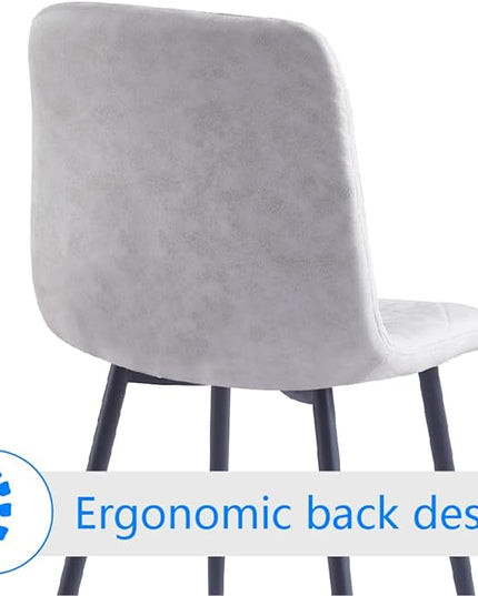 4 Set of Dining Chairs, Metal Frame Dining Chair for Kitchen Room,Technology Cloth Seat Chair for Living Room, Bedroom(Grey) - LeafyLoom