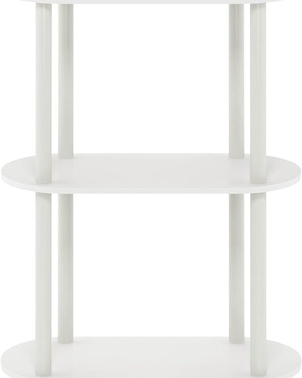 Furinno Turn-N-Tube No Tools 3-Tier Modern Oval Side Display Rack, White/Virgin White - LeafyLoom