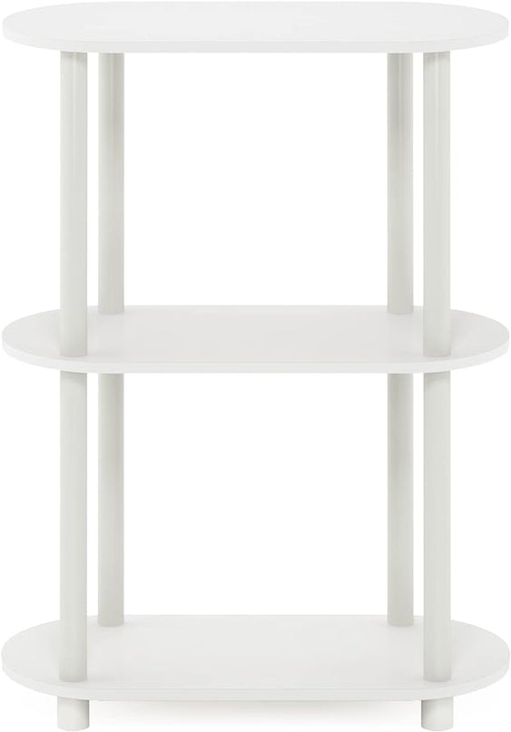 Furinno Turn-N-Tube No Tools 3-Tier Modern Oval Side Display Rack, White/Virgin White - LeafyLoom