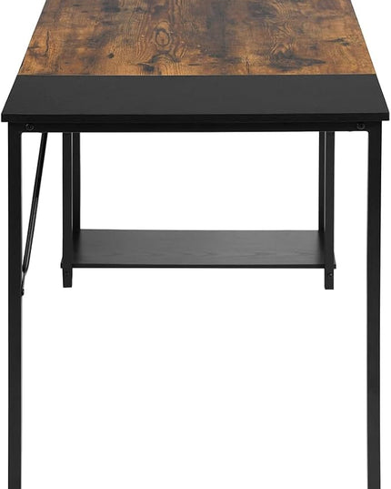 FurnitureR Computer 47.2 inch Rustic Student Laptop Writing Storage Shelves Space Saving, Simple Style PC Home Office Desk, L47.2 x W18.9 x H29.1, Black,Brown - LeafyLoom