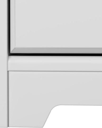 Bush Furniture L Shaped Desk with Drawers for Executive and Home Office | Cabot Collection Corner Table with Storage and Chrome Hardware Return, 72W, White - LeafyLoom