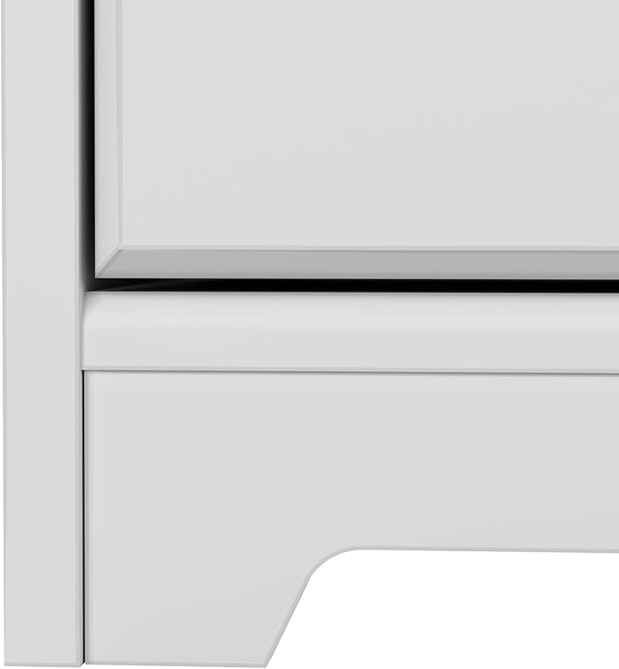 Bush Furniture L Shaped Desk with Drawers for Executive and Home Office | Cabot Collection Corner Table with Storage and Chrome Hardware Return, 72W, White - LeafyLoom