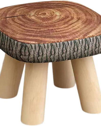 Solid Wood Stool Home Square Low Stool Cute Children's Sofa Stool Chair Fashion Cartoon Creative Small Stool for Kids and Adult, Changing Stool Coffee Table Stool, Bear 330lb (Tree Stump) - LeafyLoom