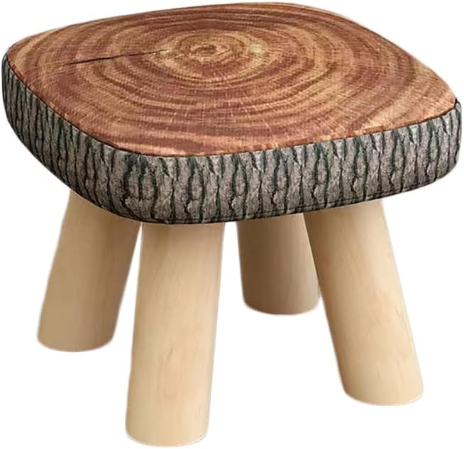 Solid Wood Stool Home Square Low Stool Cute Children's Sofa Stool Chair Fashion Cartoon Creative Small Stool for Kids and Adult, Changing Stool Coffee Table Stool, Bear 330lb (Tree Stump) - LeafyLoom
