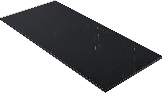 Kaboon Universal Tabletop40 x18, Solid One-Piece Melamine Table Top, Double Desk L-Desk Floating Desk DIY, Home and Office,Cloud Atlas/Black Marble - LeafyLoom