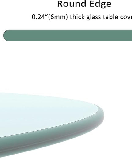 48 Inch Round Tempered Clear 1/4 Inch Thick Polished Edge Glass Table Top, Transparent - LeafyLoom
