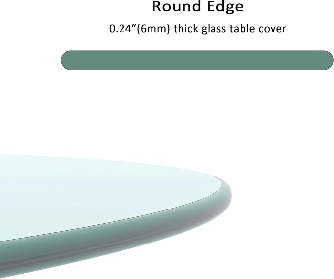 48 Inch Round Tempered Clear 1/4 Inch Thick Polished Edge Glass Table Top, Transparent - LeafyLoom