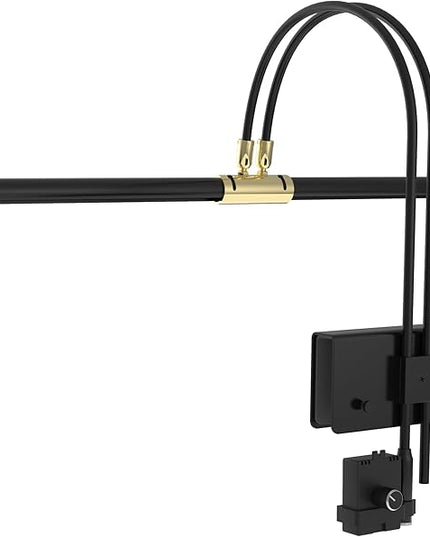 Cocoweb 22" LED Grand Piano Light in Black with Brass Accents with Dimmer Clip - LeafyLoom