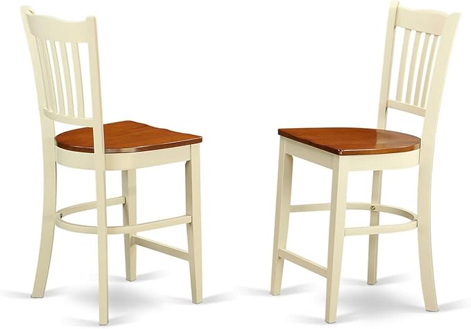 East West Furniture EDGR5-WHI-W 5 Piece Kitchen Counter Height Set Includes a Round Wooden Table with Pedestal and 4 Dining Chairs, Buttermilk & Cherry - LeafyLoom