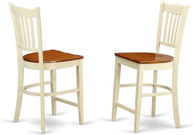 East West Furniture EDGR3-WHI-W Eden 3 Piece Kitchen Counter Set for Small Spaces Contains a Round Room Table with Pedestal and 2 Dining Chairs, 30x30 Inch, Buttermilk & Cherry - LeafyLoom
