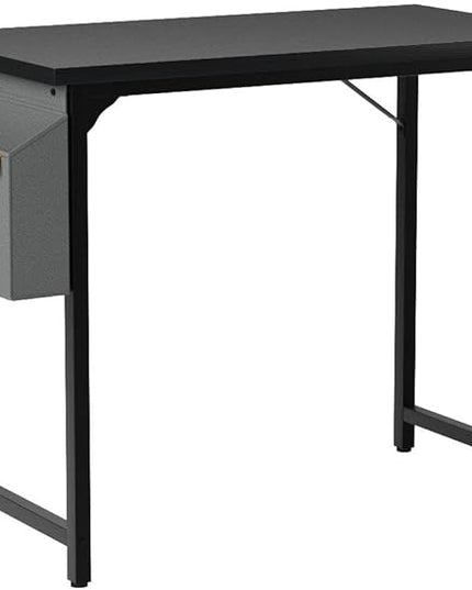 CubiCubi Computer Desk 40" Study Writing Table for Home Office, Modern Simple Style PC Desk, Black Metal Frame, Black - LeafyLoom
