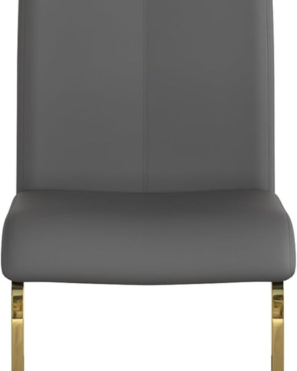 Modern Dining Chairs Set of 4, Side Dining Room Chairs with Gold Frame, Kitchen Chairs with Faux Leather Padded Seat High Back, Chairs for Dining Room, Kitchen, Living Room Dark Grey - LeafyLoom