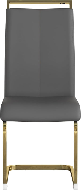 Modern Dining Chairs Set of 4, Side Dining Room Chairs with Gold Frame, Kitchen Chairs with Faux Leather Padded Seat High Back, Chairs for Dining Room, Kitchen, Living Room Dark Grey - LeafyLoom