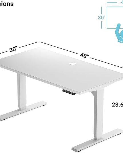 Standing desk bamboo, dual motor stand up desk adjustable height electric 48x30 - Bamboo Dark Gloss, Grey Frame - LeafyLoom