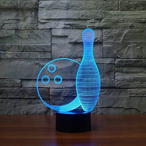 3D Bowling Night Light 16 Colors Changing USB Powered Remote Control Touch Switch Decor Lamp Optical Illusion Lamp LED Table Desk Lamp Children Kids Christmas Brithday Gift - LeafyLoom