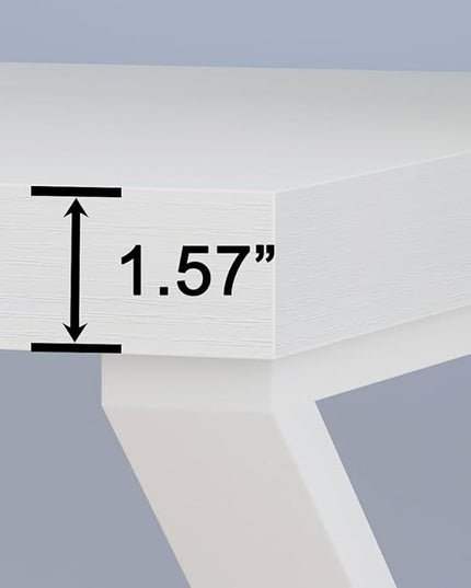 HSH White Computer Desk, Modern Wood Home Office Desk, PC Desk for Executive Work Writing Study Gaming Student Bedroom, Farmhouse Simple Wooden and Metal Computer Table Workstation, White Oak 55 Inch - LeafyLoom