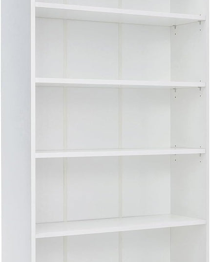STARY 5 Shelf White Bookcase 60 inch Tall Wood Bookshelf for Bedroom - LeafyLoom