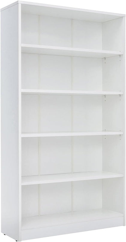 STARY 5 Shelf White Bookcase 60 inch Tall Wood Bookshelf for Bedroom - LeafyLoom