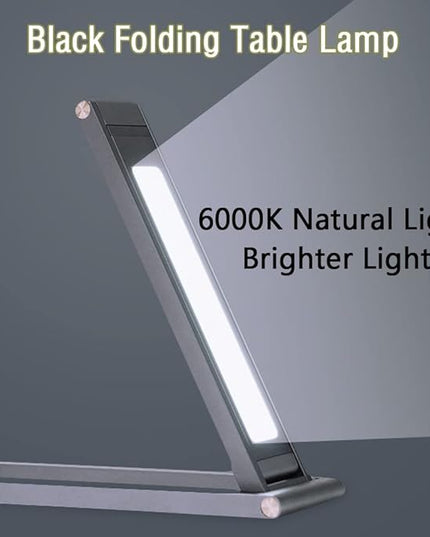 Foldable LED Desk Light, Slim Portable Rechargeable USB Table Light, Eye-Caring Aluminium Alloy Table Lamps,for Home, Reading, Studying, Work, Travel (Black) - LeafyLoom