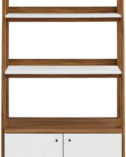 Modway Bixby Display Case, 33" Bookshelf, Walnut White - LeafyLoom
