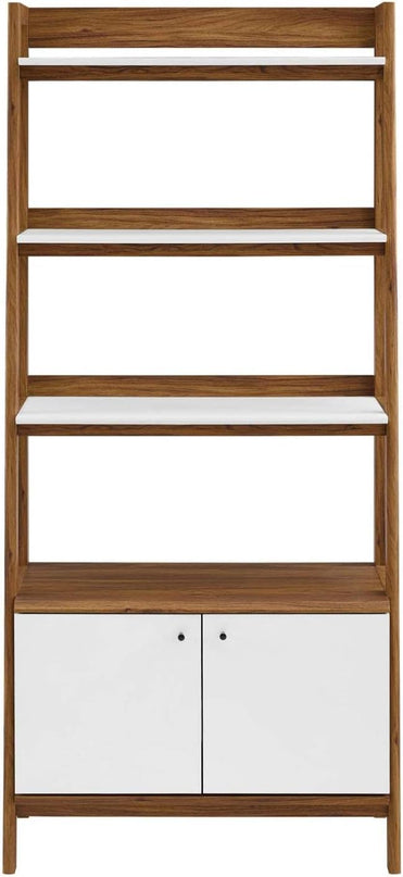 Modway Bixby Display Case, 33" Bookshelf, Walnut White - LeafyLoom