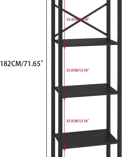 YMYNY Bookshelf, 6-Tier Ladder Shelf Organizer, Narrow Shelving Unit, Corner Storage Racks, Large Capacity Bookcase, for Home Office Living Room Balcony Bathroom, Metal Frame,HBC001B - LeafyLoom