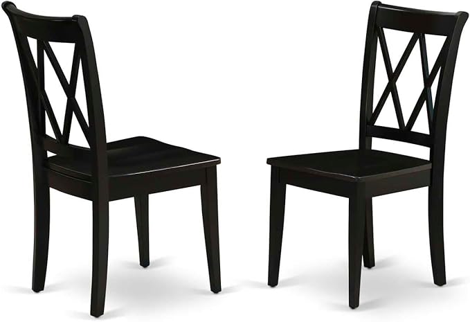East West Furniture AMCL5-BCH-W 5 Piece Dinette Set for 4 Includes a Round Kitchen Table with Pedestal and 4 Dining Room Chairs, 36x36 Inch - LeafyLoom