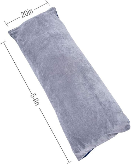 Full Body Pillow, Large Bed Sleeping Pillow for Adults and Side Sleeper, Long Pillow Insert with Velvet Cover, 20x54 Inches (Blue Grey) - LeafyLoom