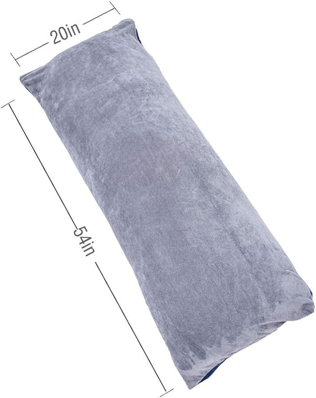 Full Body Pillow, Large Bed Sleeping Pillow for Adults and Side Sleeper, Long Pillow Insert with Velvet Cover, 20x54 Inches (Blue Grey) - LeafyLoom