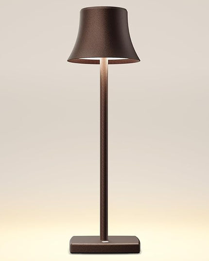 Cordless Table Lamp, Rechargeable Battery 5000mAh Metal Aluminum Housing USB LED Portable Powered Desk Lamp, 3 Levels Brightness Night Light for Restaurants Bedroom Outdoor (ferruginous) - LeafyLoom