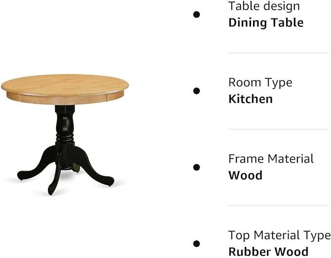 East West Furniture Kitchen Table, 36x36 Inch, ANT-OBK-TP - LeafyLoom
