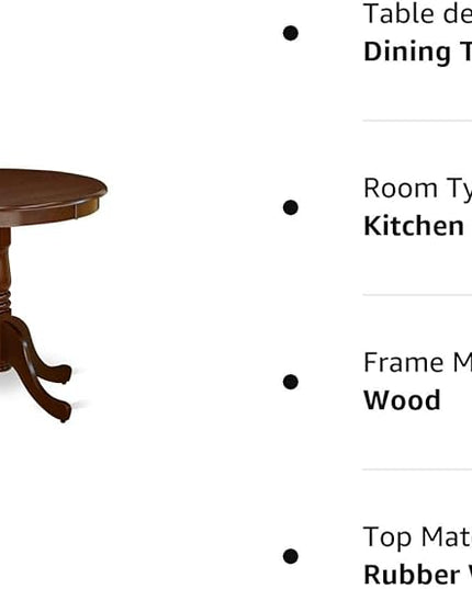 East West Furniture EMT-MAH-TP Eden Dining Room Table - a Round kitchen Table Top with Pedestal Base, 30x30 Inch, Mahogany - LeafyLoom