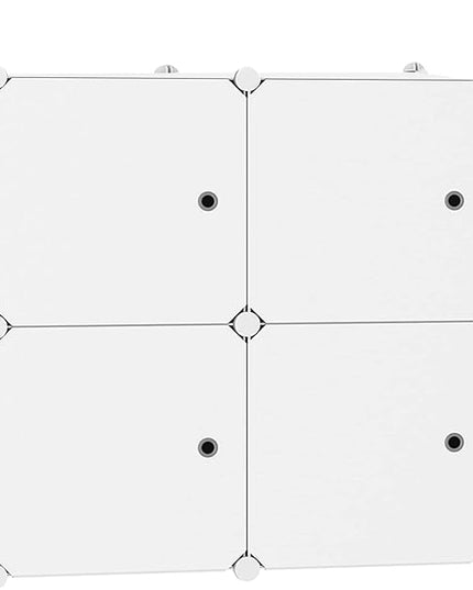 C&AHOME Cube Storage Organizer with Doors, 4-Cube Shelves, Closet Cabinet, DIY Plastic Modular Bookshelf Ideal for Bedroom, Living Room, 24.8" L x 12.4" W x 24.8" H Milky USHS04M-DOOR - LeafyLoom