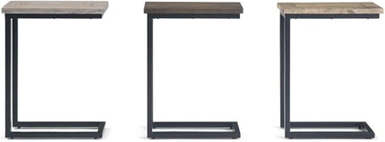SIMPLIHOME Skyler SOLID MANGO WOOD and Metal 18 Inch Wide Rectangle C Side Table in Walnut Brown, Fully Assembled, For the Living Room and Bedroom - LeafyLoom