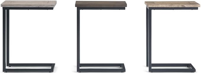 SIMPLIHOME Skyler SOLID MANGO WOOD and Metal 18 Inch Wide Rectangle C Side Table in Walnut Brown, Fully Assembled, For the Living Room and Bedroom - LeafyLoom