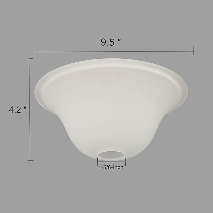 Giluta Small Floor Lamp Glass Shade Replacement Globe -Fitting Opening 1.625" Modern Frosted Style Light Fixture Shade, Height: 4.13 inches, Width: 9.45 inches. Lipless - LeafyLoom