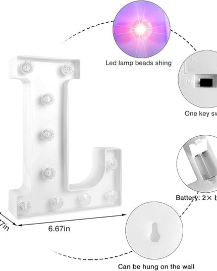 Light Up Letters Lights, 26 Alphabet Light Up Marquee Letters Sign, Light Up Letters Wedding/Birthday Party Night Light Home Bar Decoration-(Colorful L) - LeafyLoom