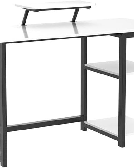 GreenForest Computer Desk with Monitor Stand,47 inch Home Office Desk with Reversible Storage Shelves,Modern Writing Desk Study PC Laptop Work Table,White - LeafyLoom