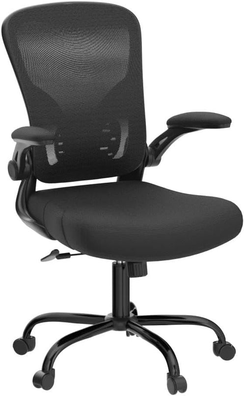 Ergonomic Office Desk Chair Breathable Mesh Swivel Computer Chair, Lumbar Back Support Task Chair, Office Chairs with Wheels and Flip-up Arms,Executive Rolling Chair - LeafyLoom